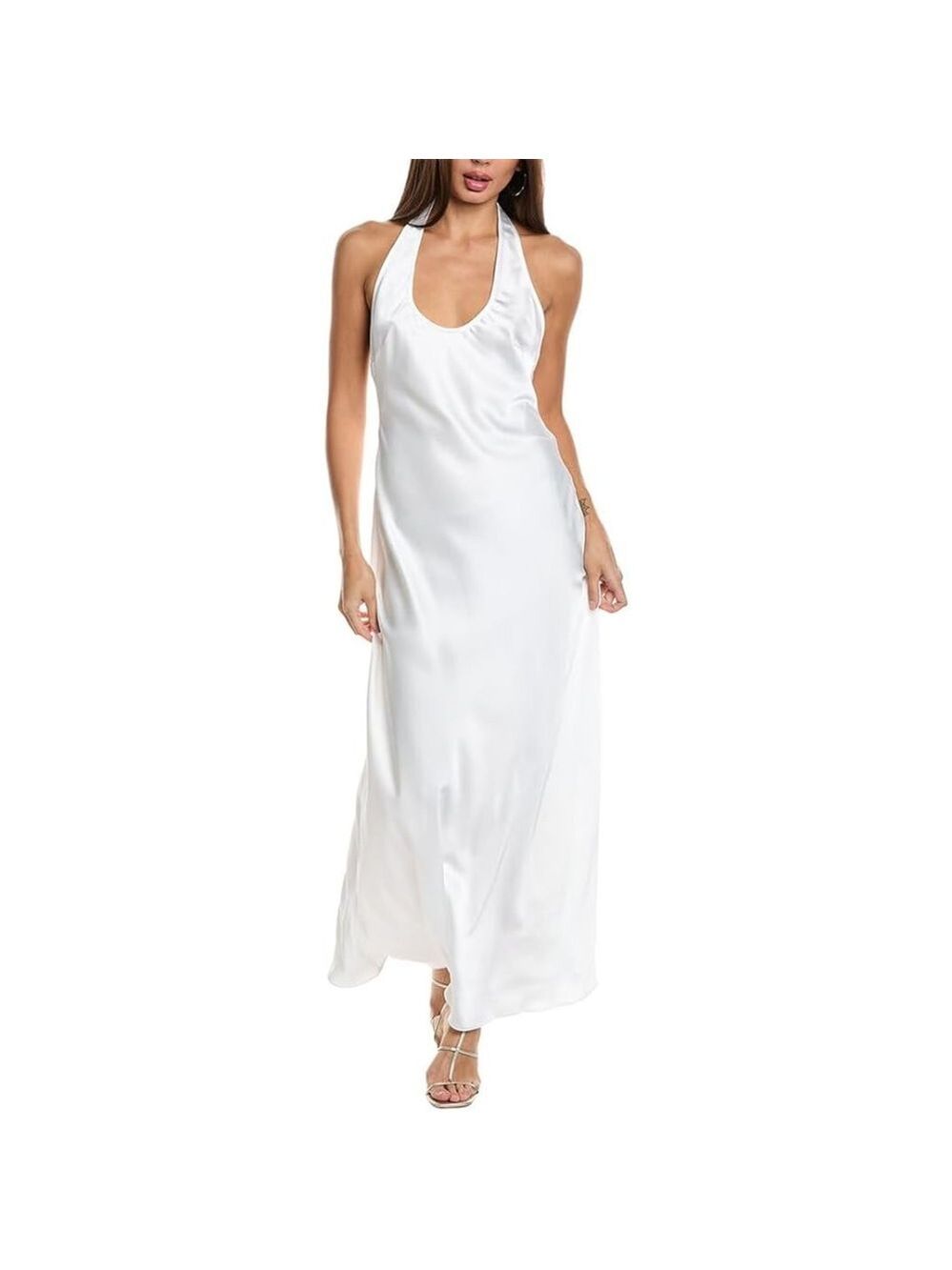 Women's WeWoreWhat White Halter Scoop Midi Maxi Dress Size 0